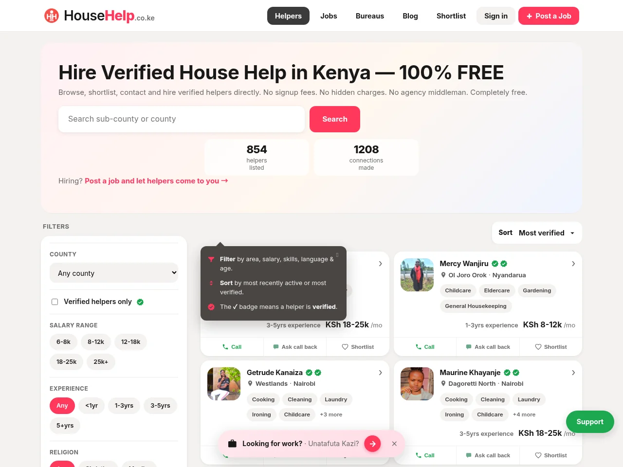 HouseHelp screenshot HouseHelp website screenshot