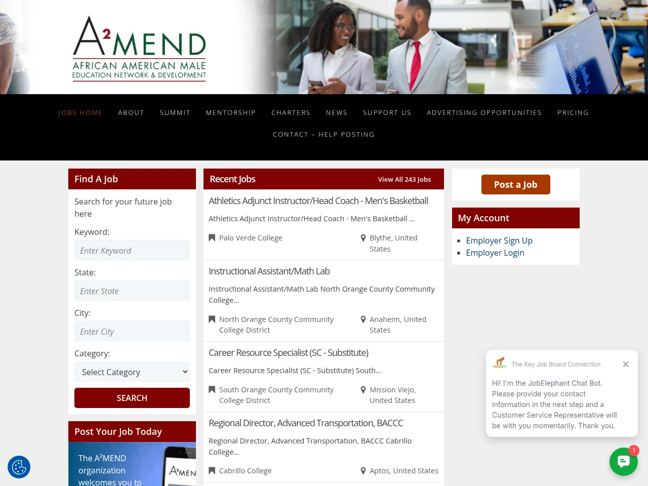 A²MEND Jobs website screenshot