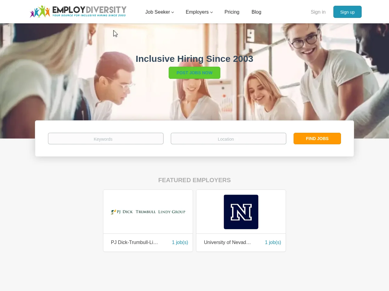 Employ Diversity screenshot Employ Diversity website screenshot