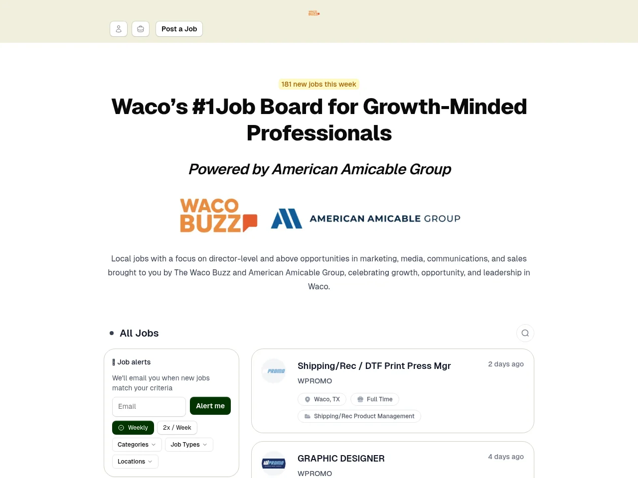 The Waco Buzz Jobs screenshot The Waco Buzz Jobs website screenshot