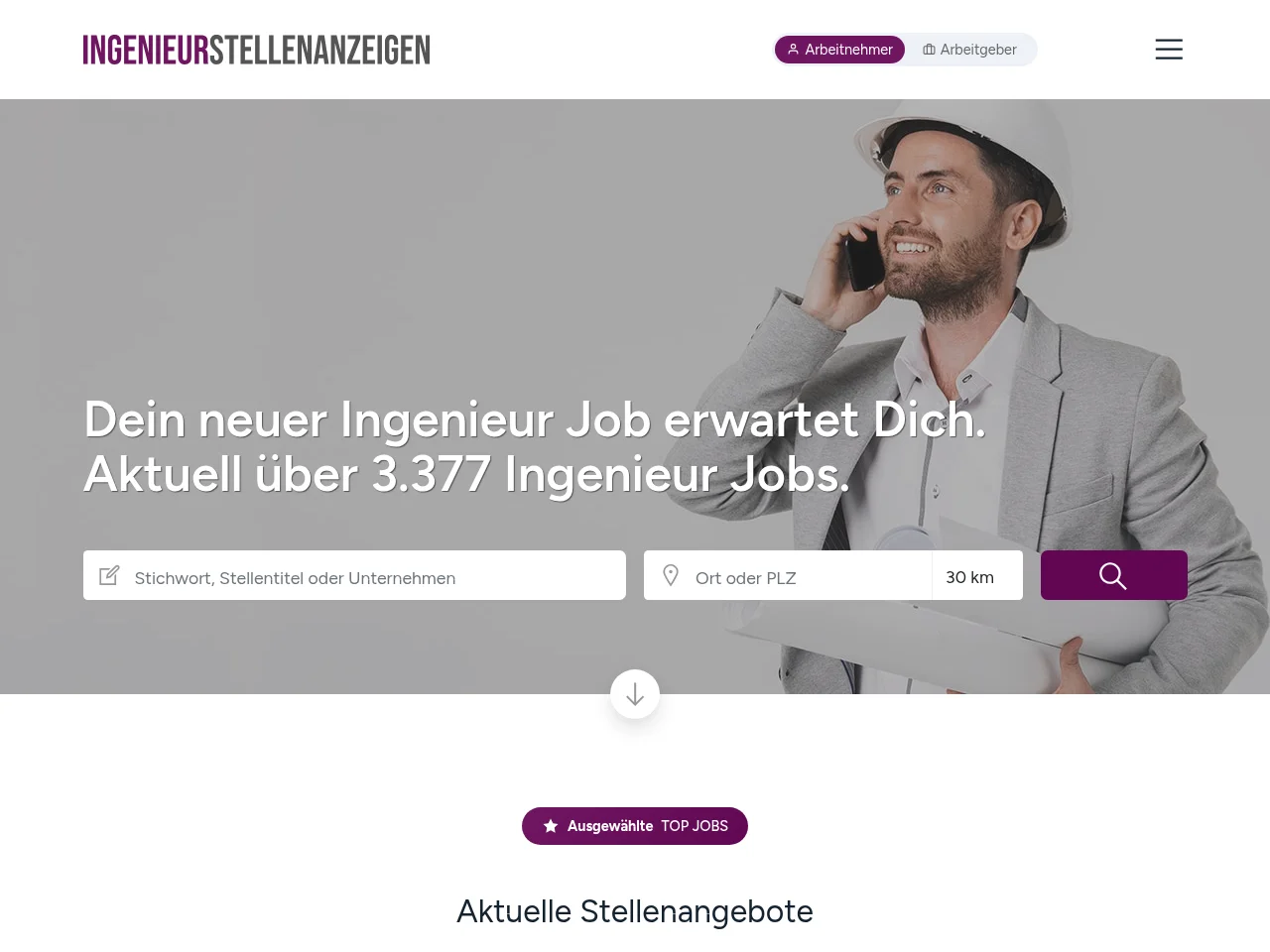 INGENIEURSTELLENANZEIGEN website screenshot