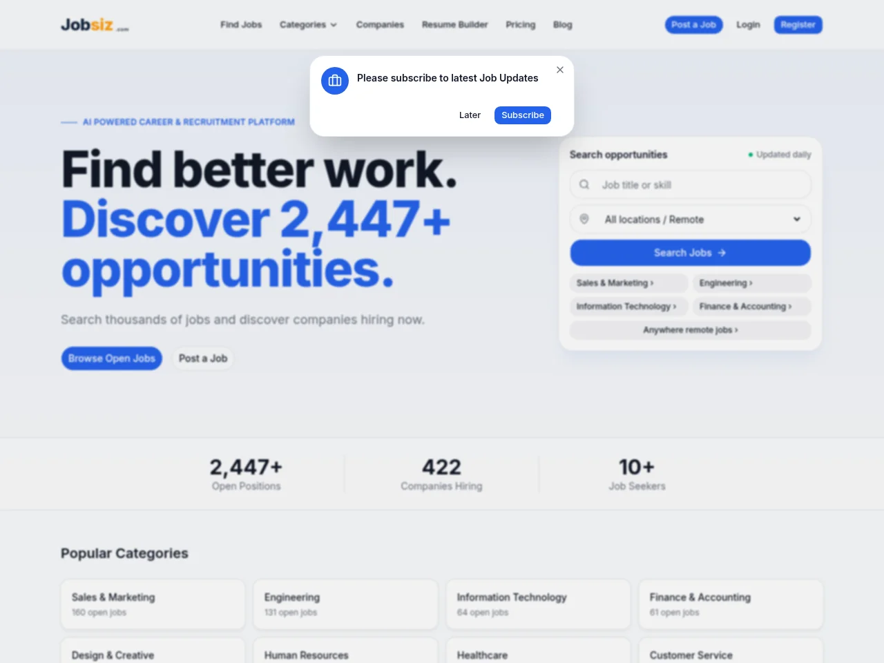 Jobsiz website screenshot