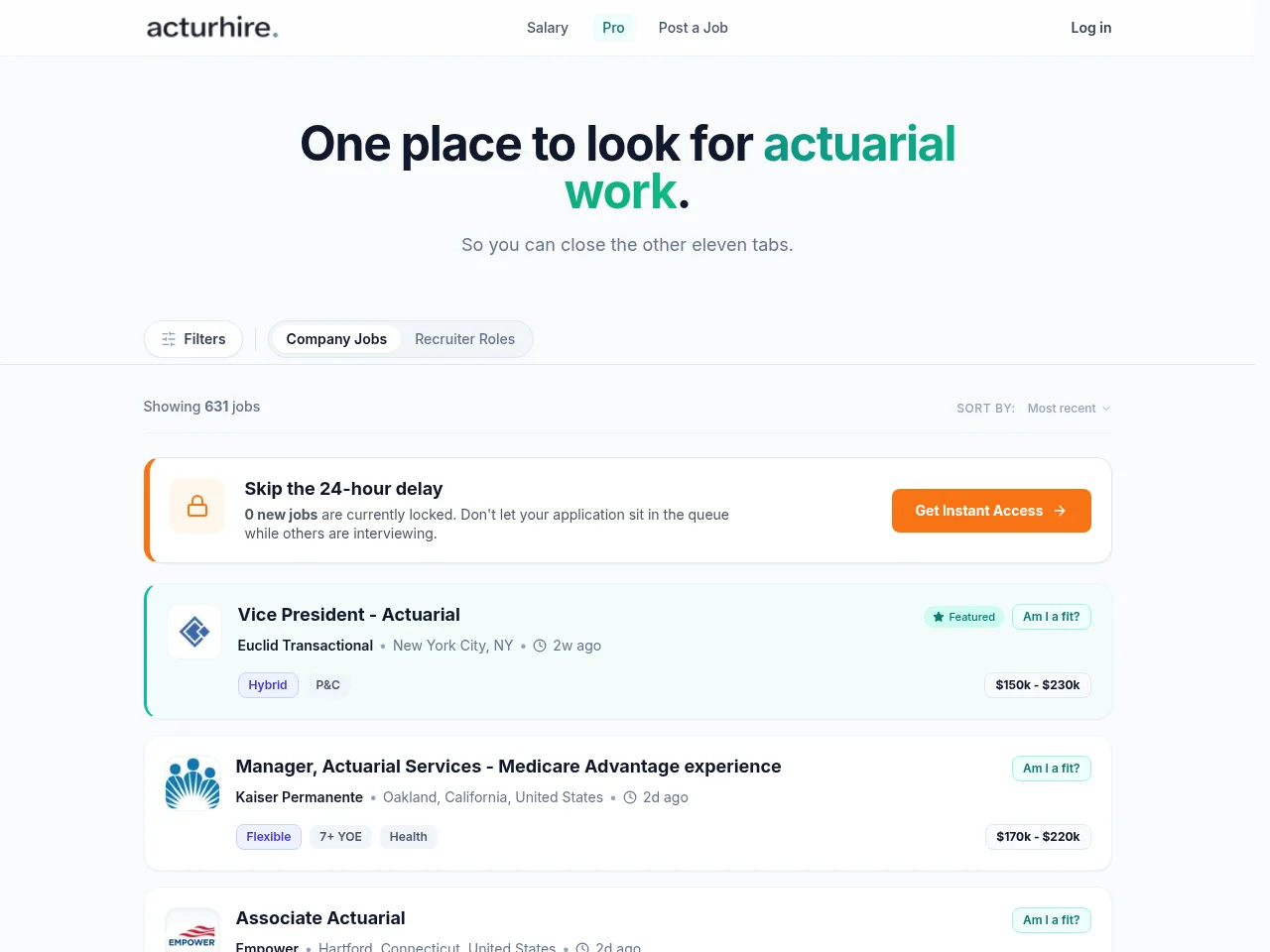 Acturhire website screenshot