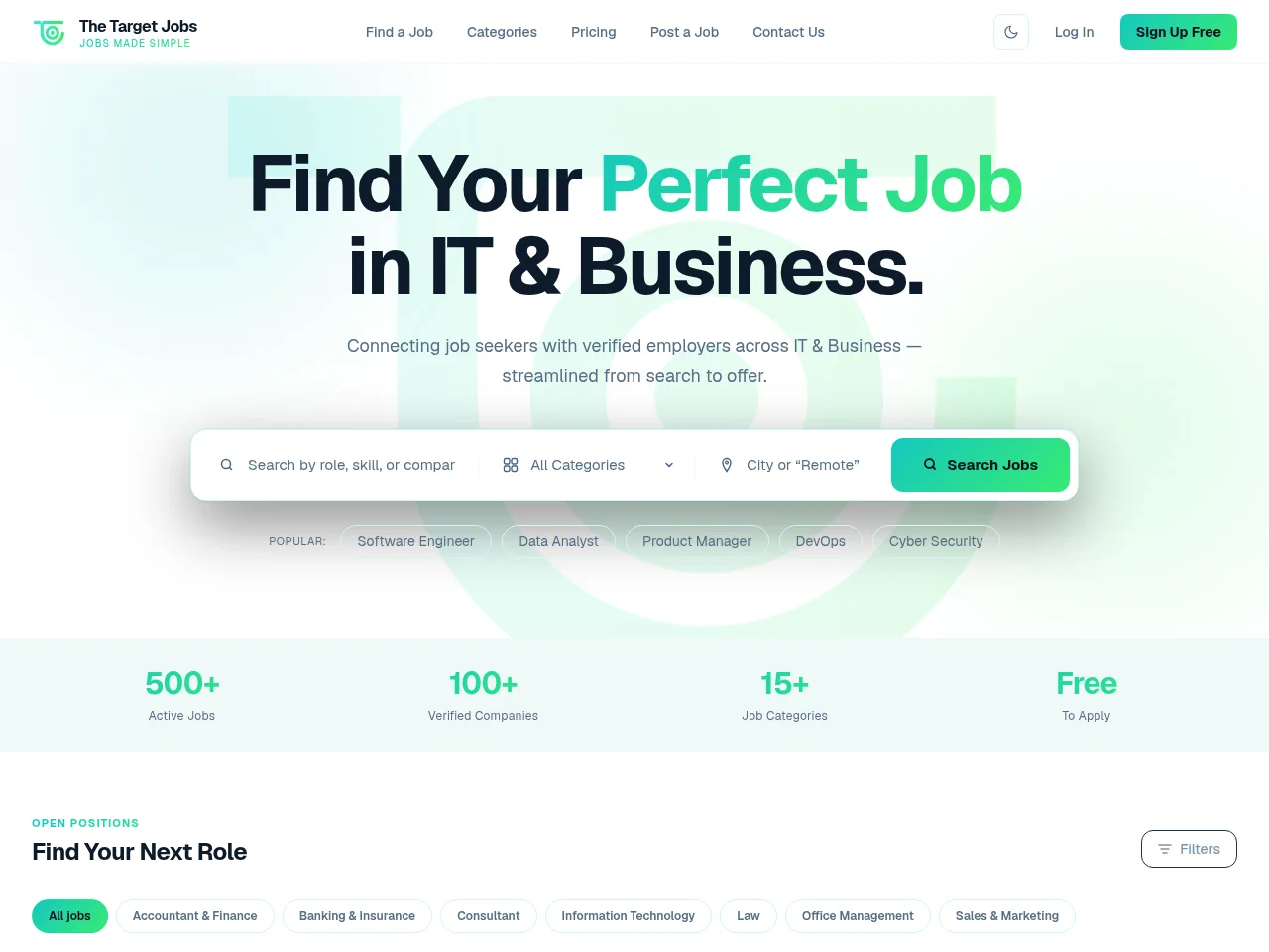 The Target Jobs website screenshot