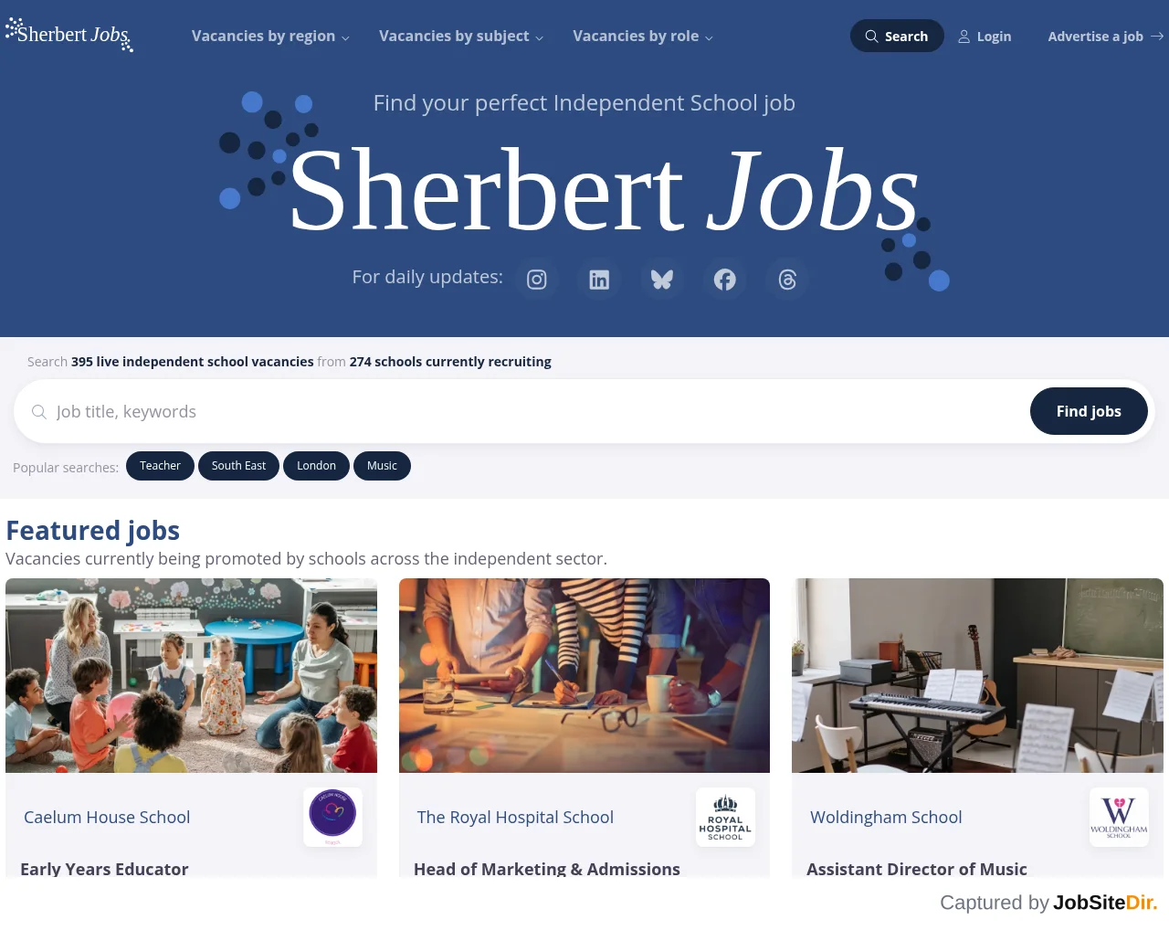 Sherbert Jobs website screenshot
