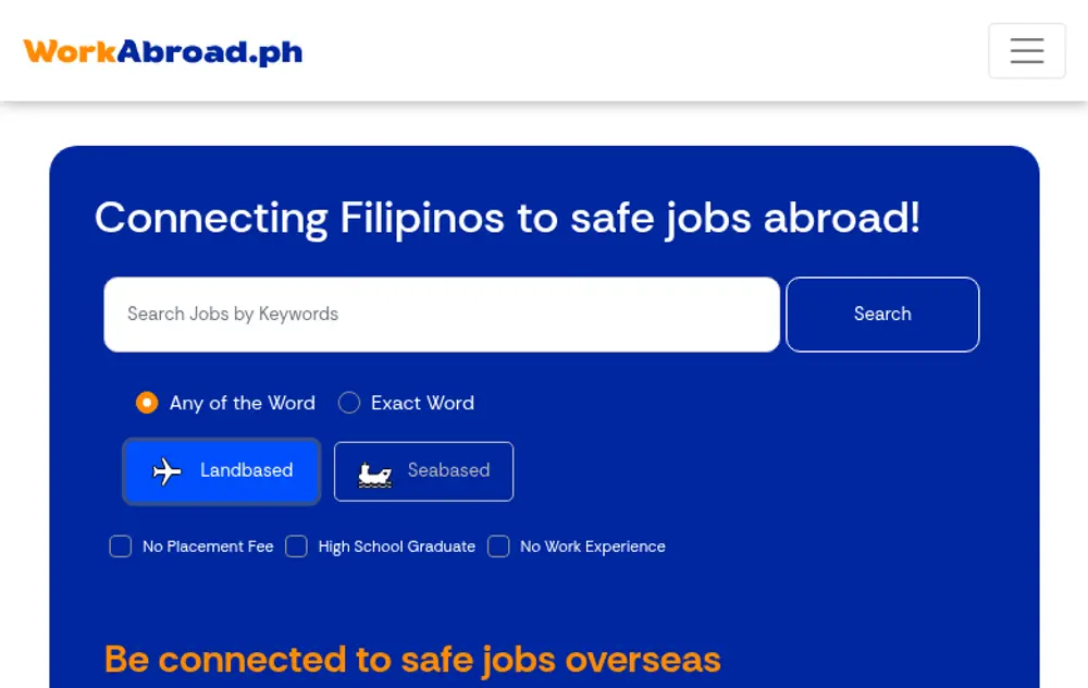 WorkAbroad website screenshot
