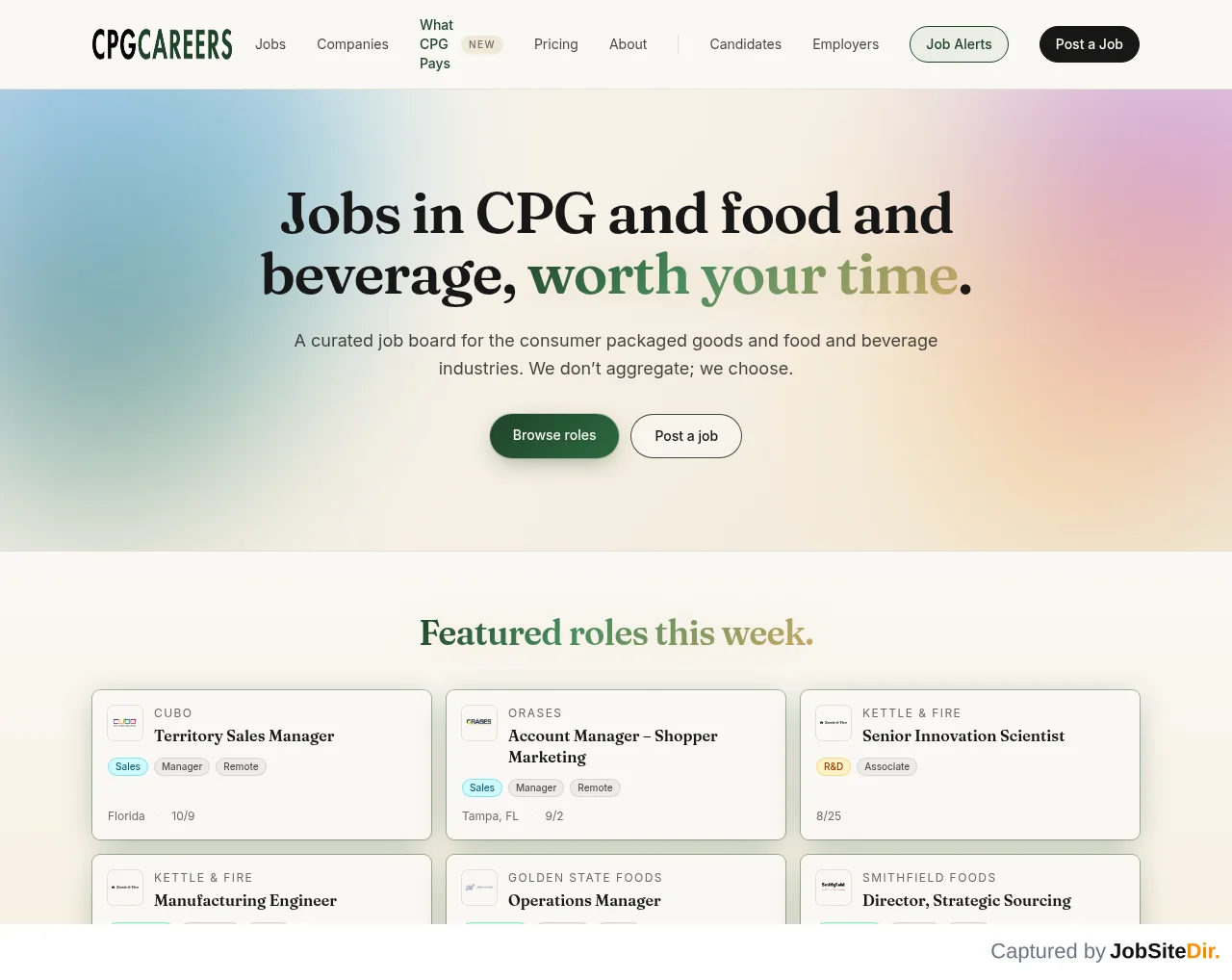 CPG Careers website screenshot