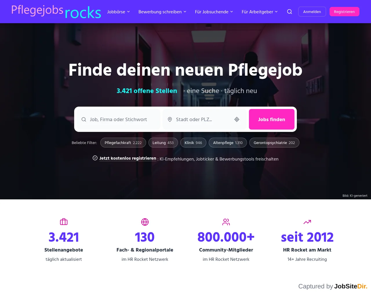 Pflegejobs screenshot Pflegejobs website screenshot