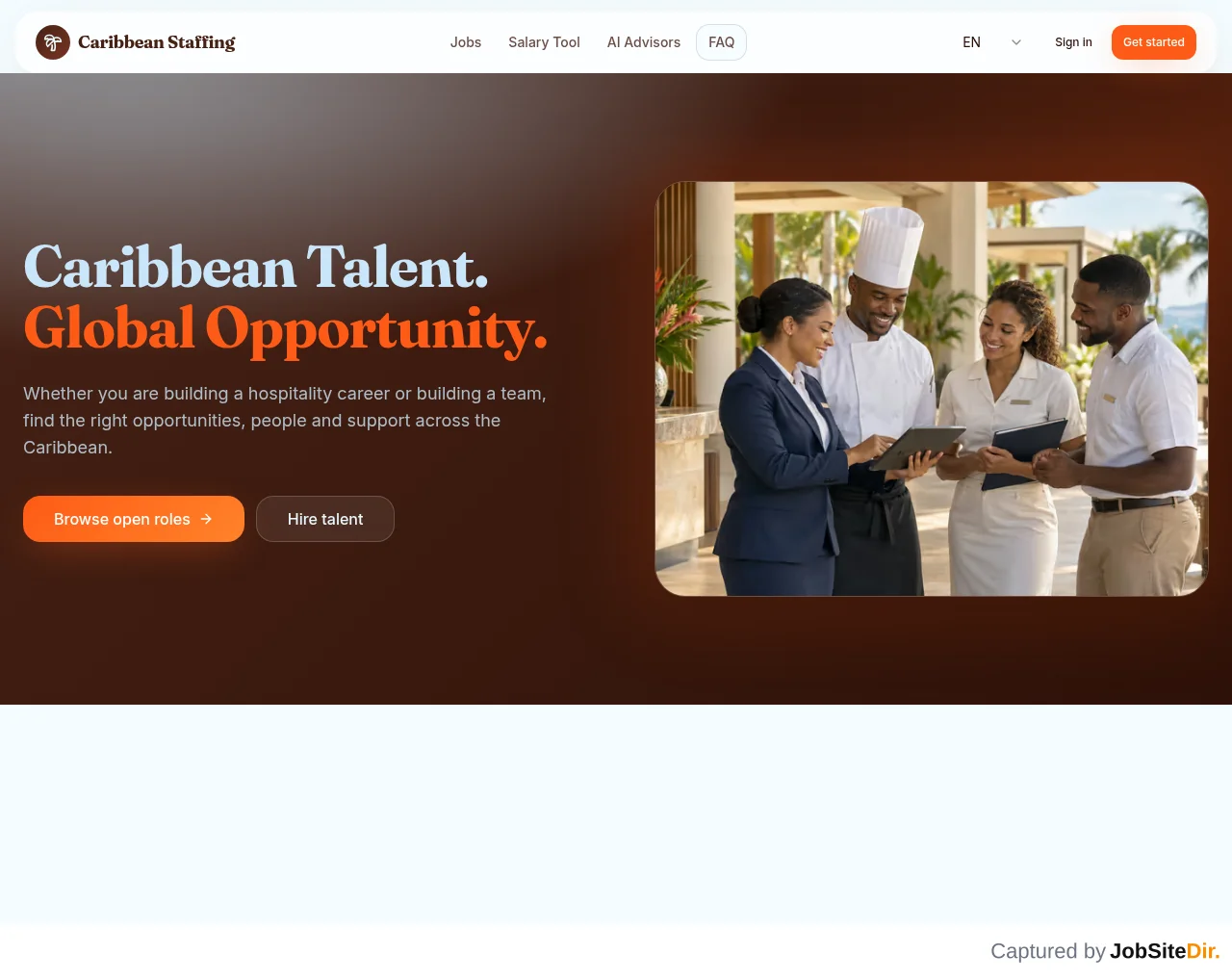 Caribbean Staffing website screenshot