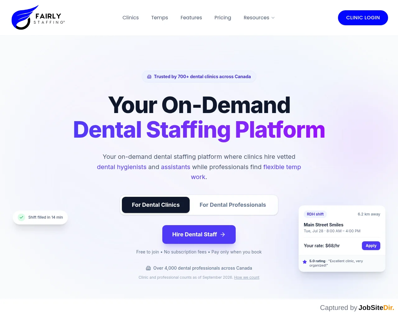 Fairly Staffing website screenshot