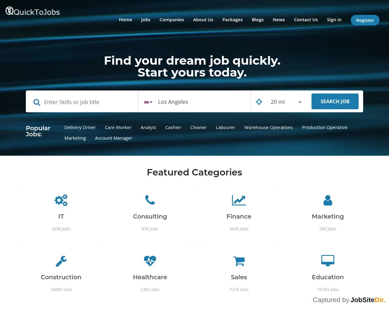 QuickToJobs UK website screenshot