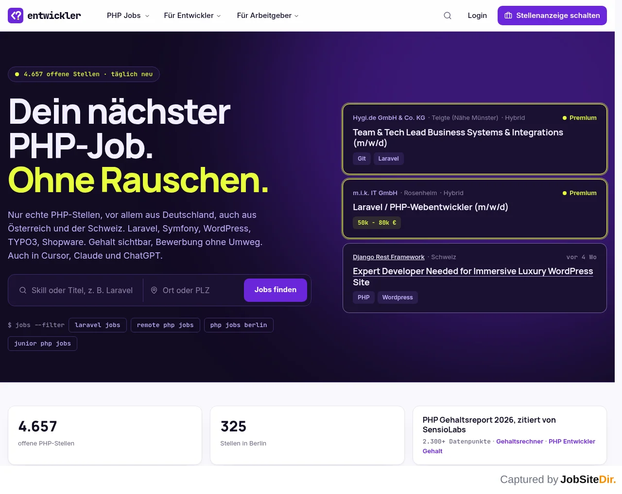 PHP-Entwickler screenshot PHP-Entwickler website screenshot