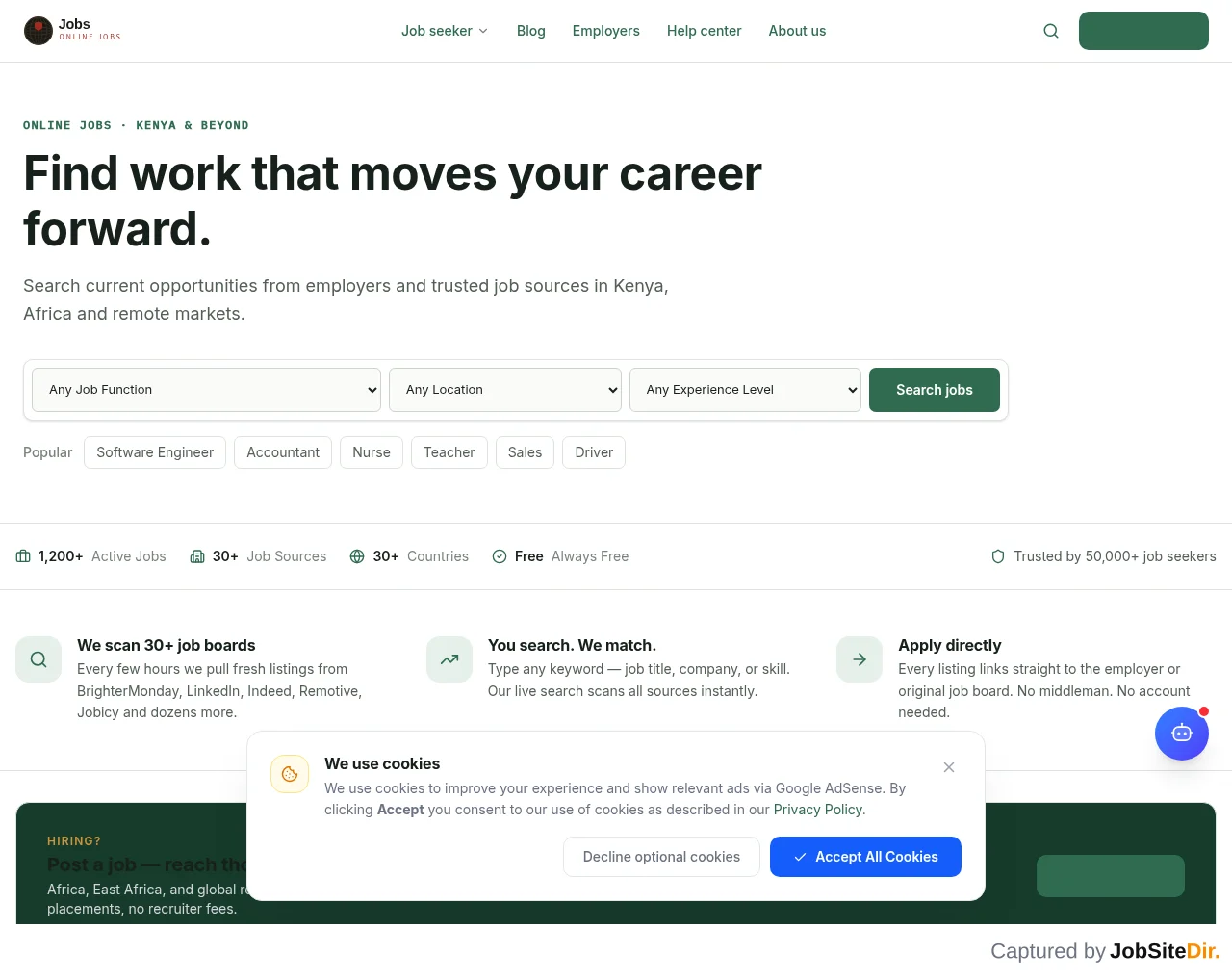Online Jobs website screenshot
