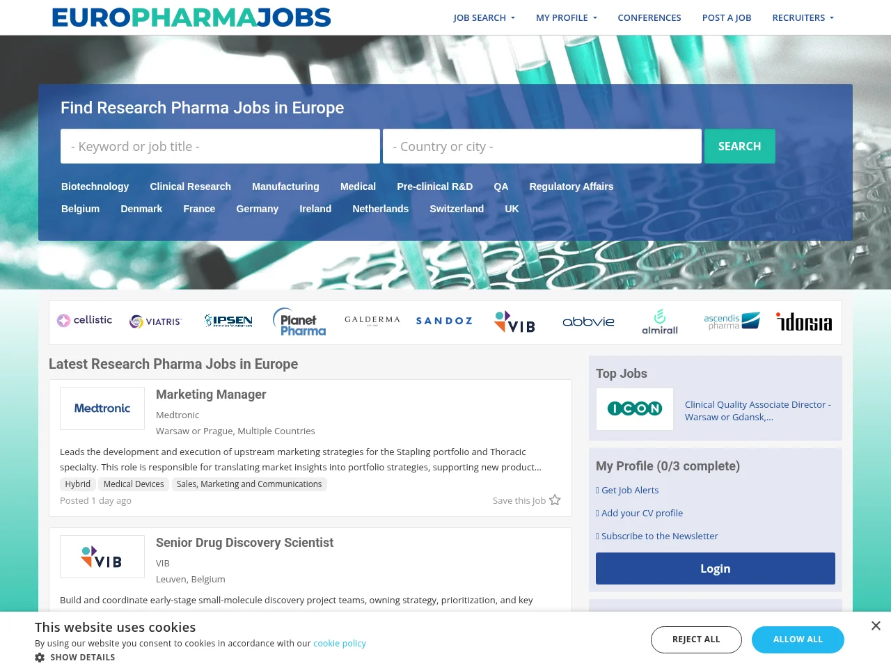 EuroPharmaJobs website screenshot
