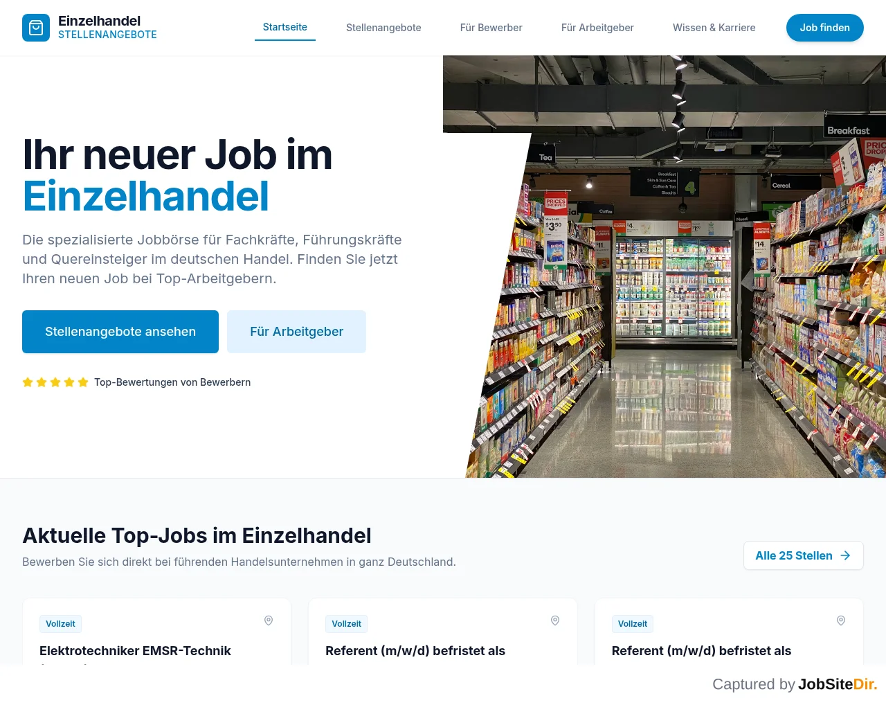 Einzelhandel Stellenangebote screenshot Einzelhandel Stellenangebote website screenshot