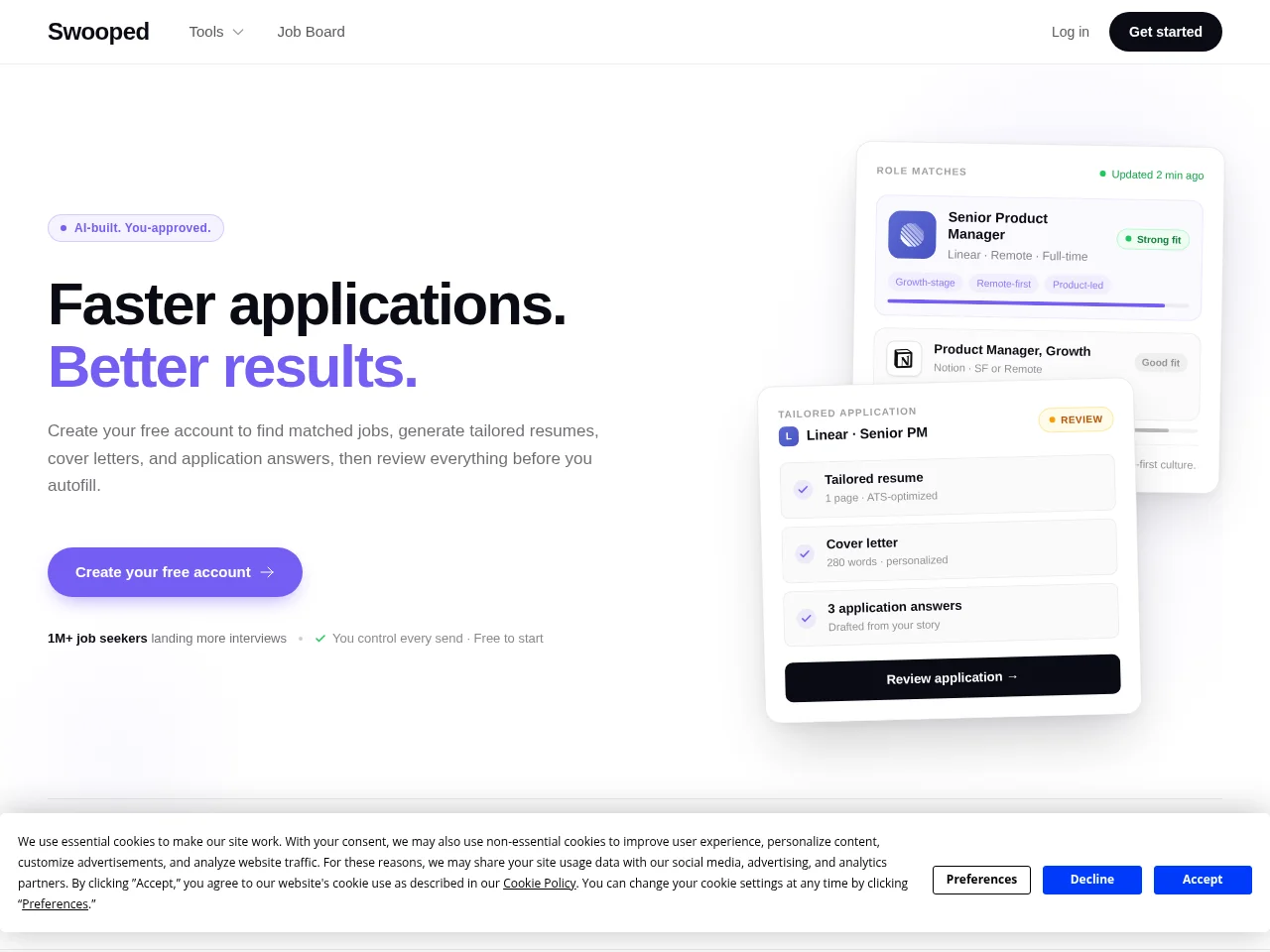 Swooped website screenshot
