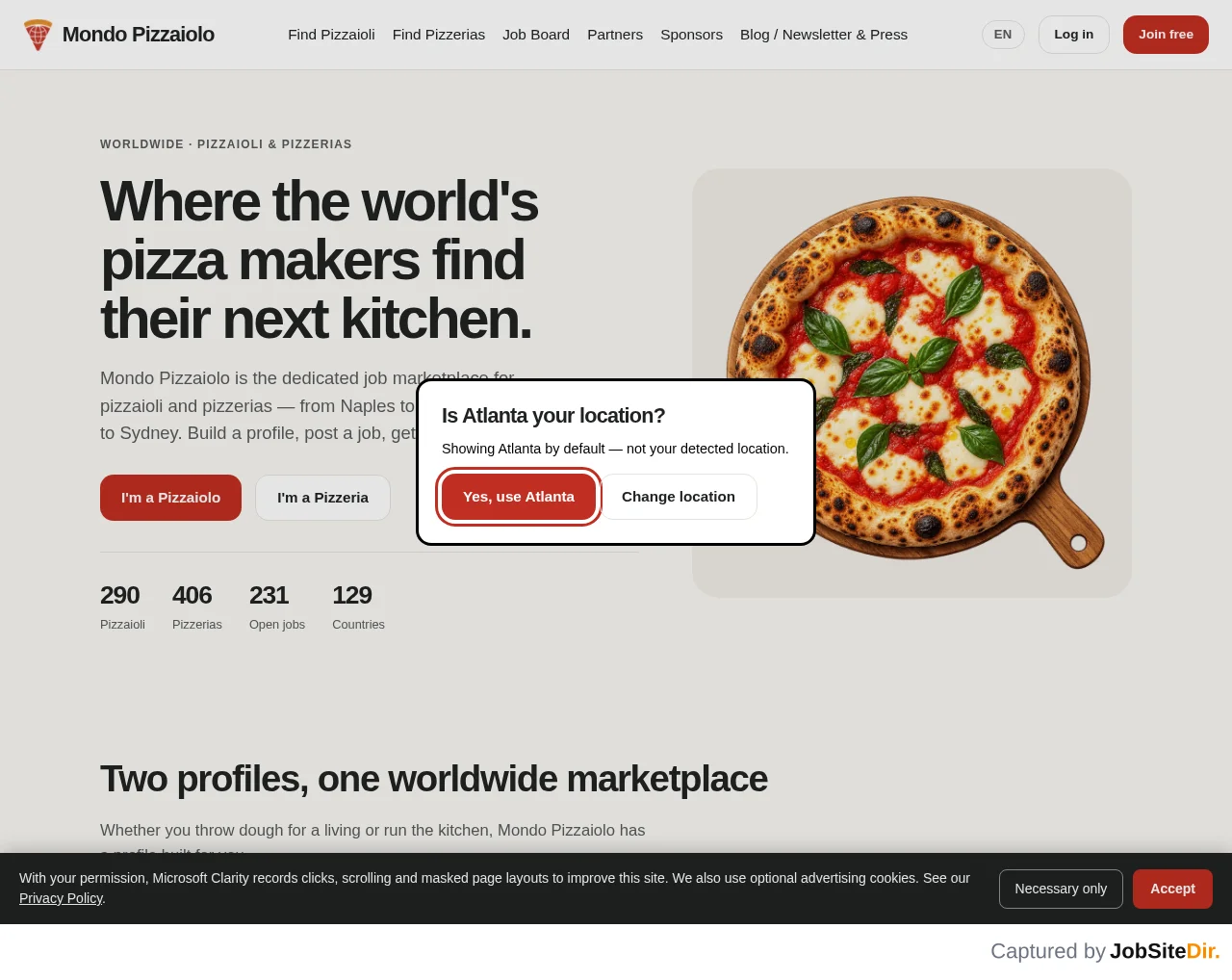 Mondo Pizzaiolo website screenshot