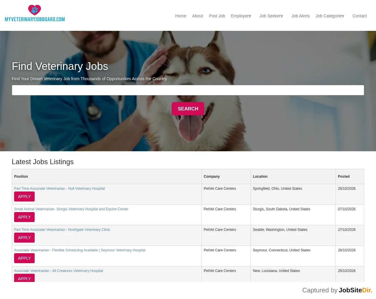 My Veterinary Job Board screenshot My Veterinary Job Board website screenshot