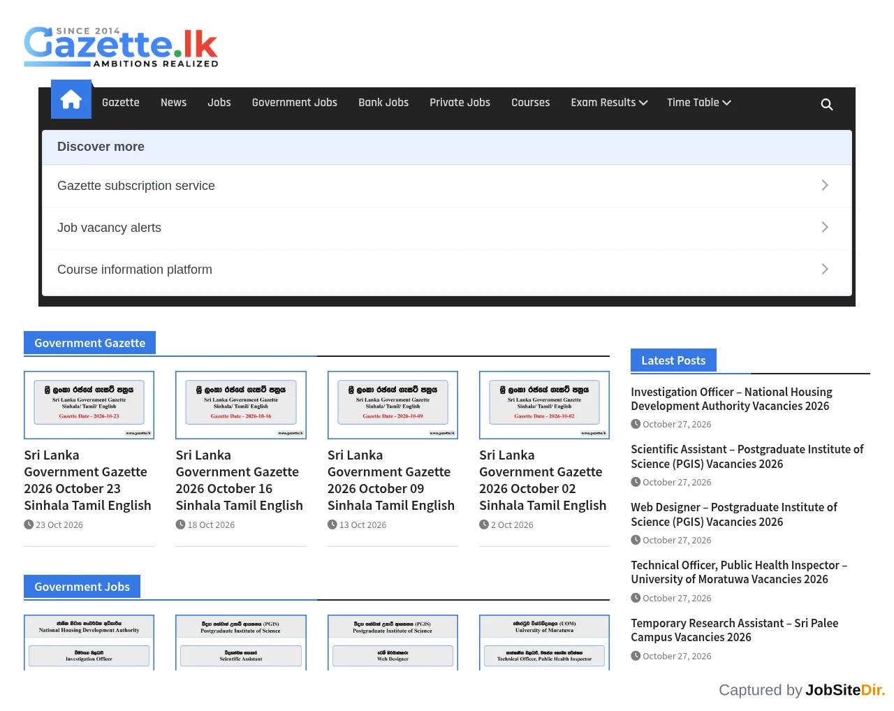 Gazette screenshot Gazette website screenshot