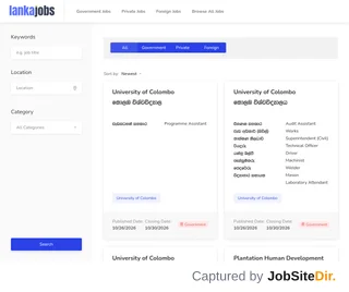 LankaJobs platform preview LankaJobs platform preview