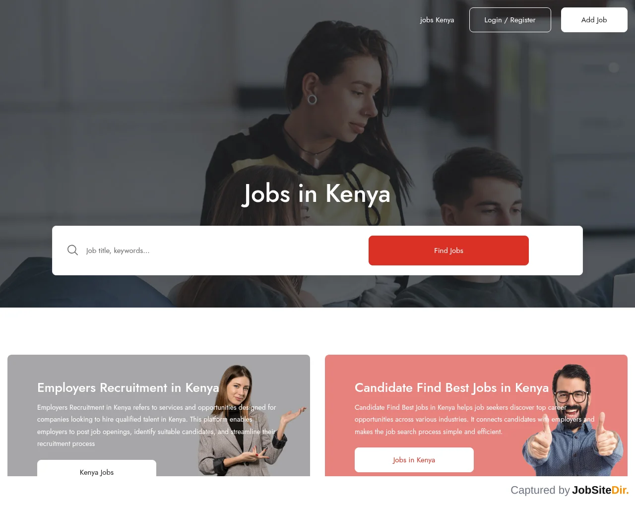 Jobs in Kenya website screenshot