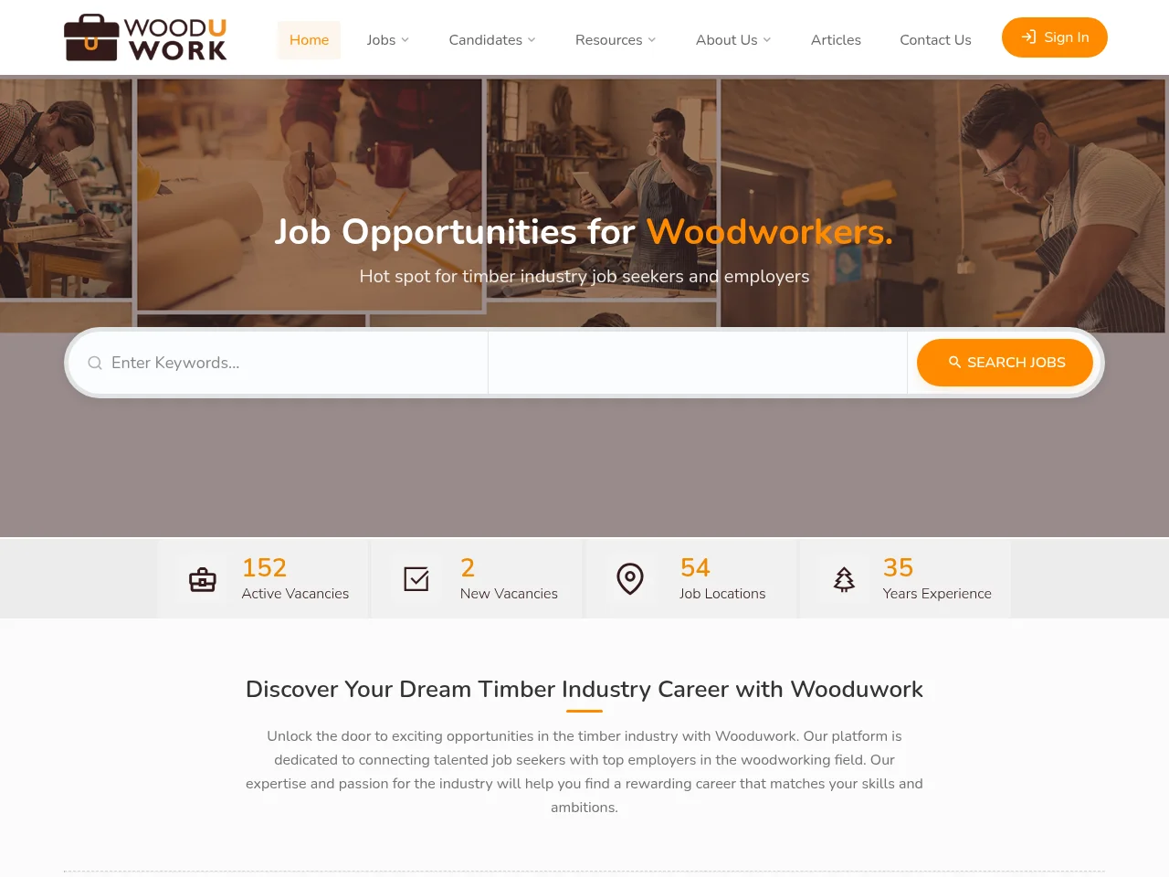 WoodUWork website screenshot