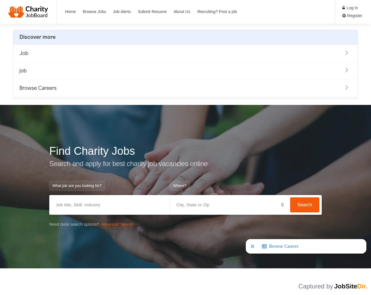 Charity Job Board screenshot Charity Job Board website screenshot