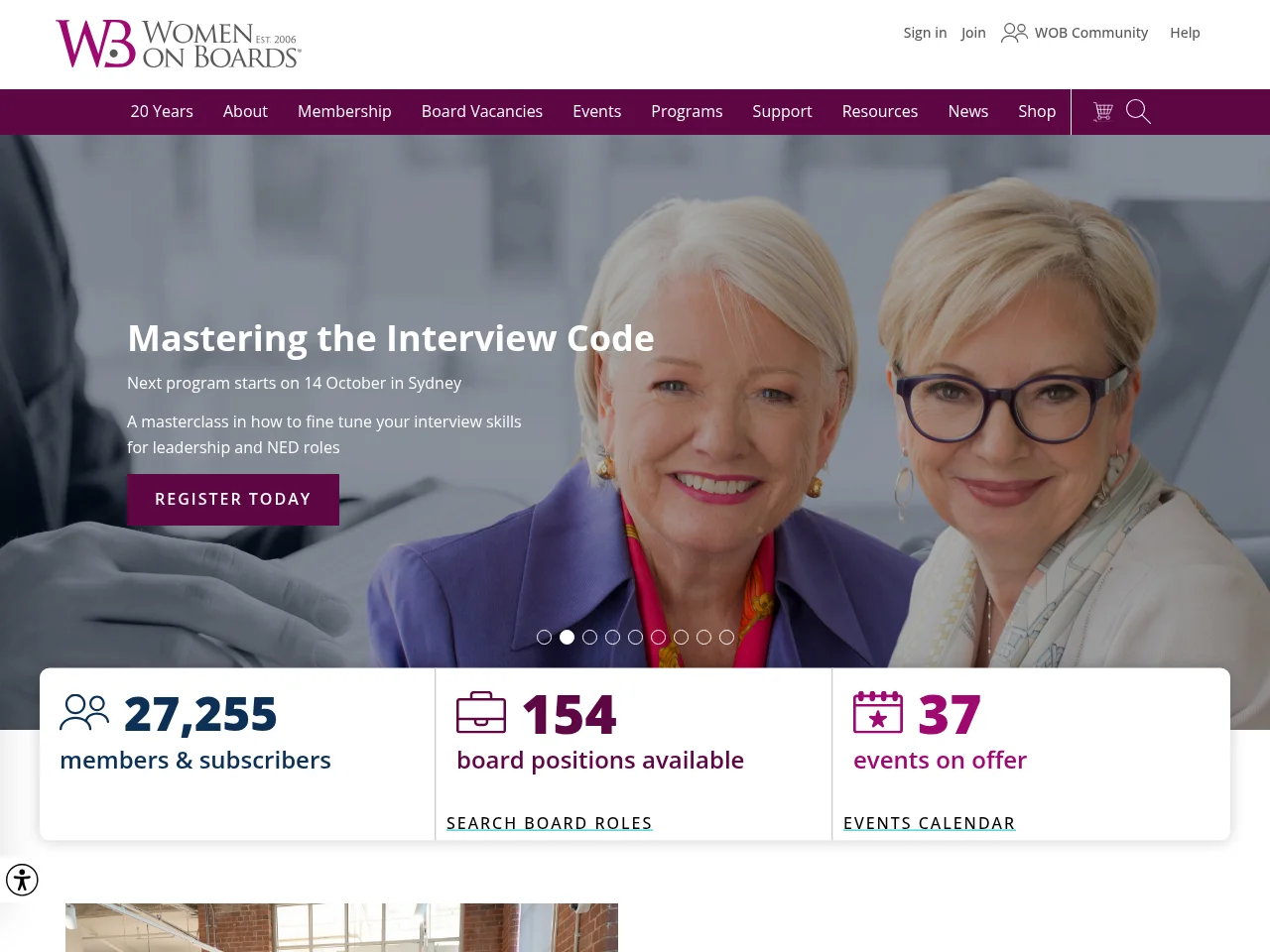 Women on Boards website screenshot