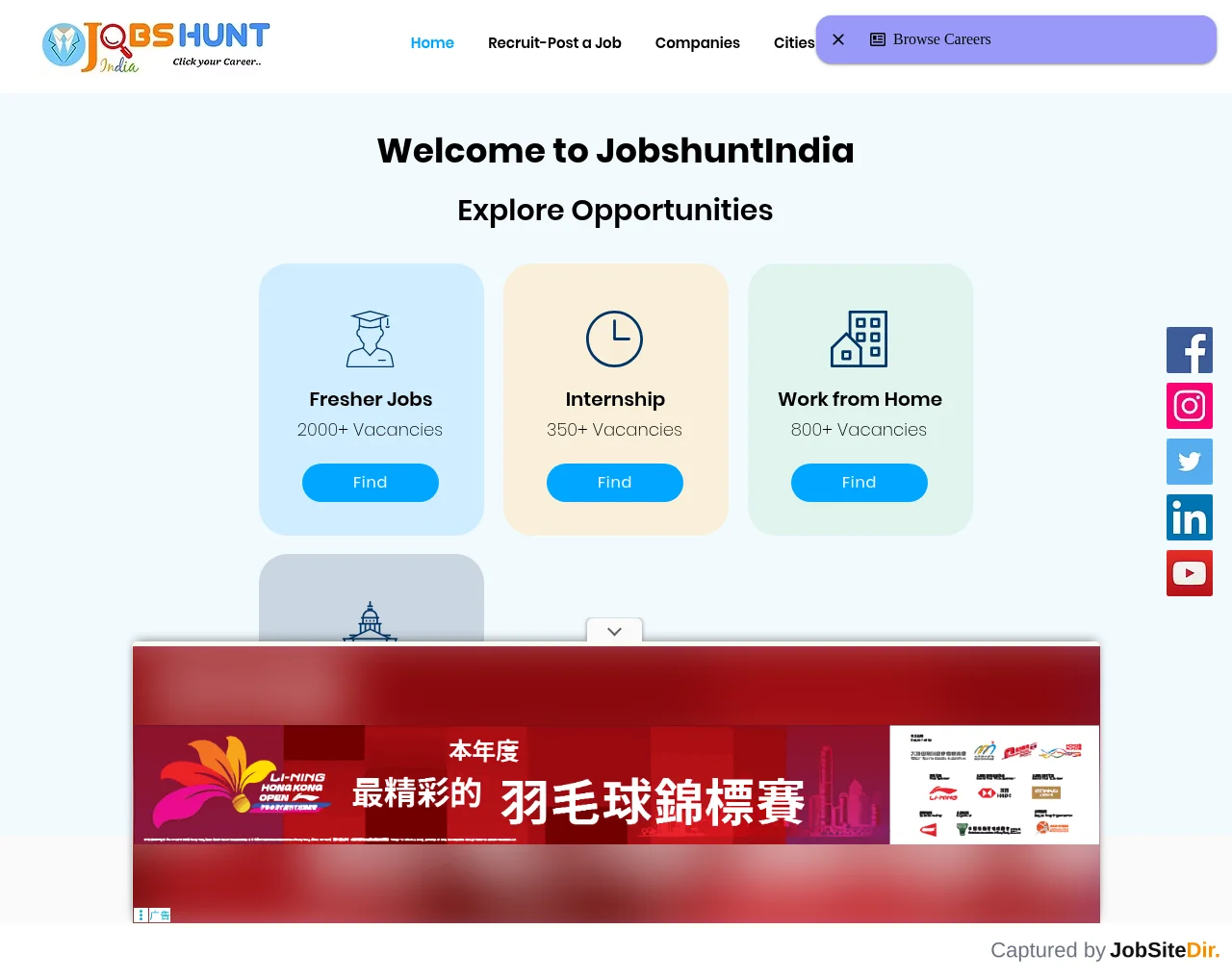 JobsHuntIndia website screenshot