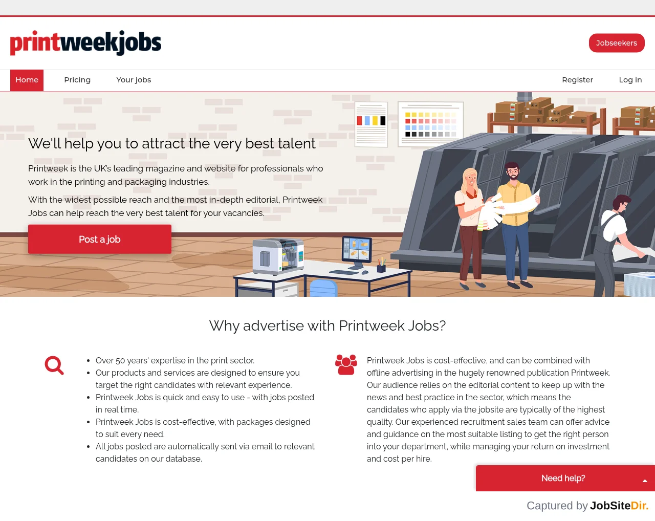 Printweek Jobs website screenshot