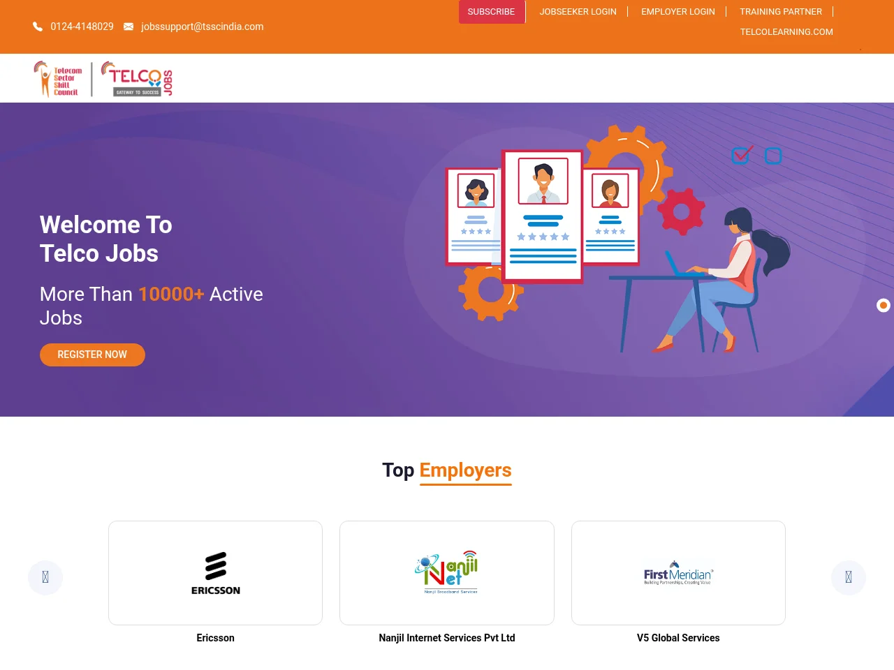 TelcoJobs website screenshot