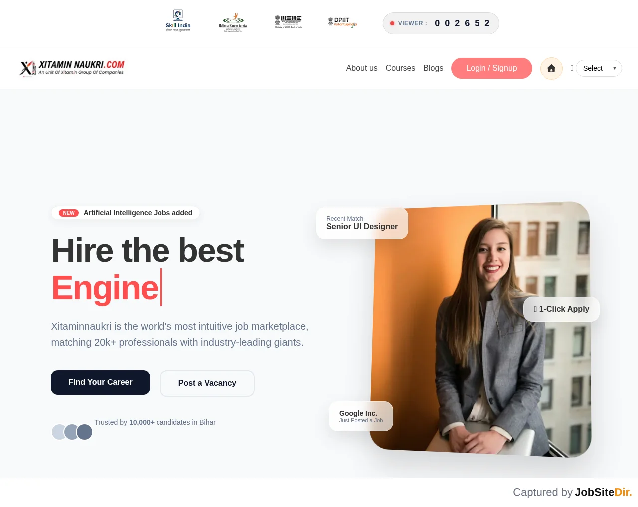 Xitamin Naukri website screenshot