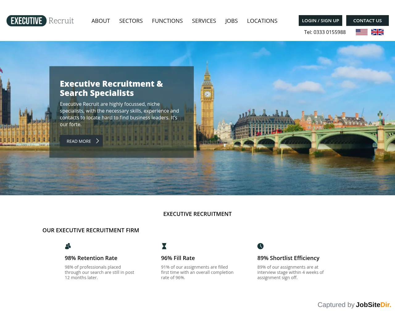 Executive Recruit website screenshot