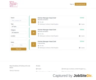 Royal Academy of Culinary Arts Job Board screenshot preview