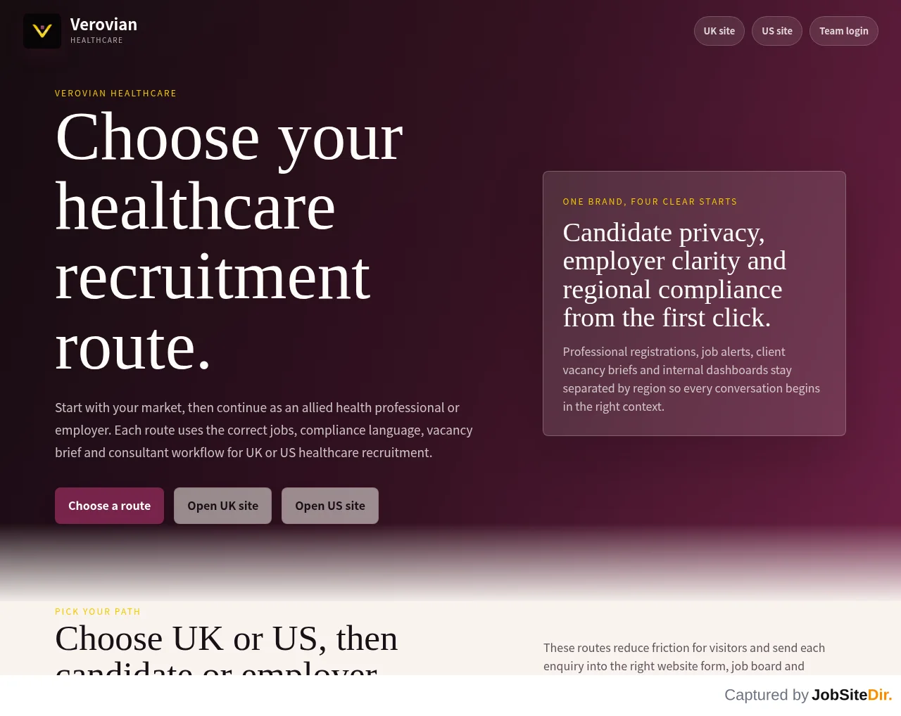 Verovian Healthcare website screenshot