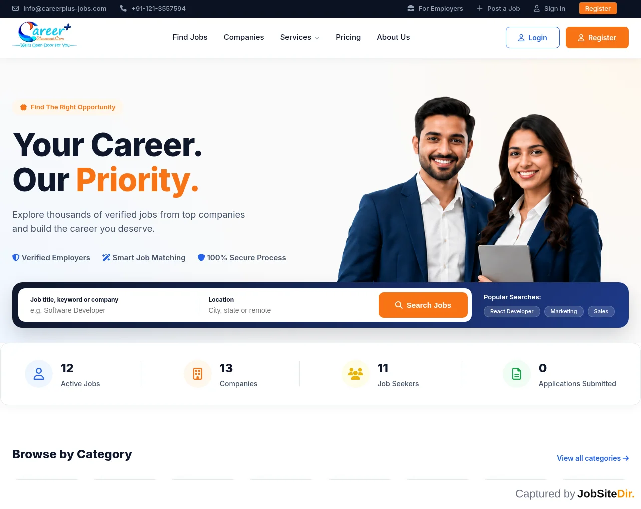 Career Plus Placement website screenshot