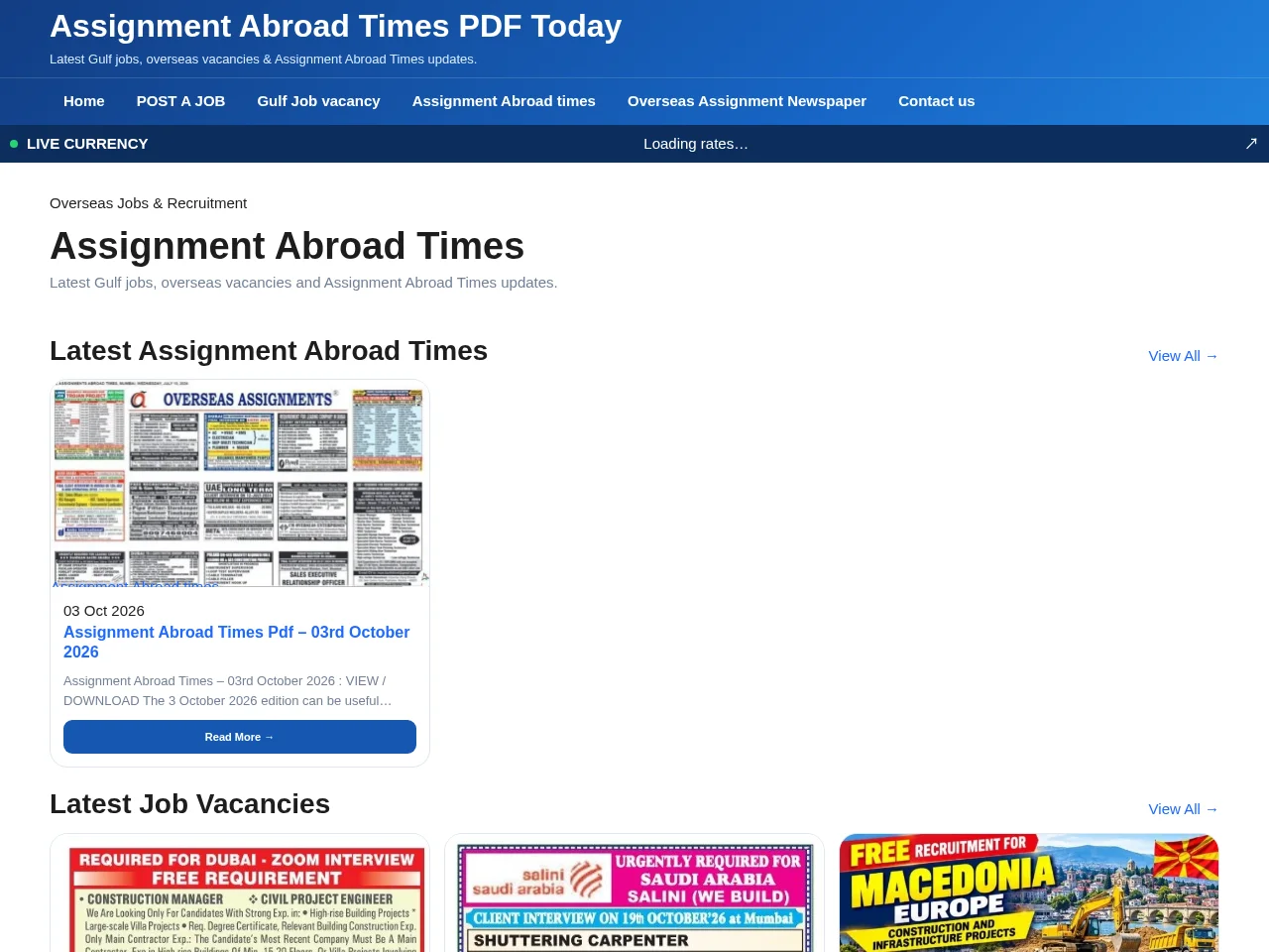Assignment Abroad Times website screenshot