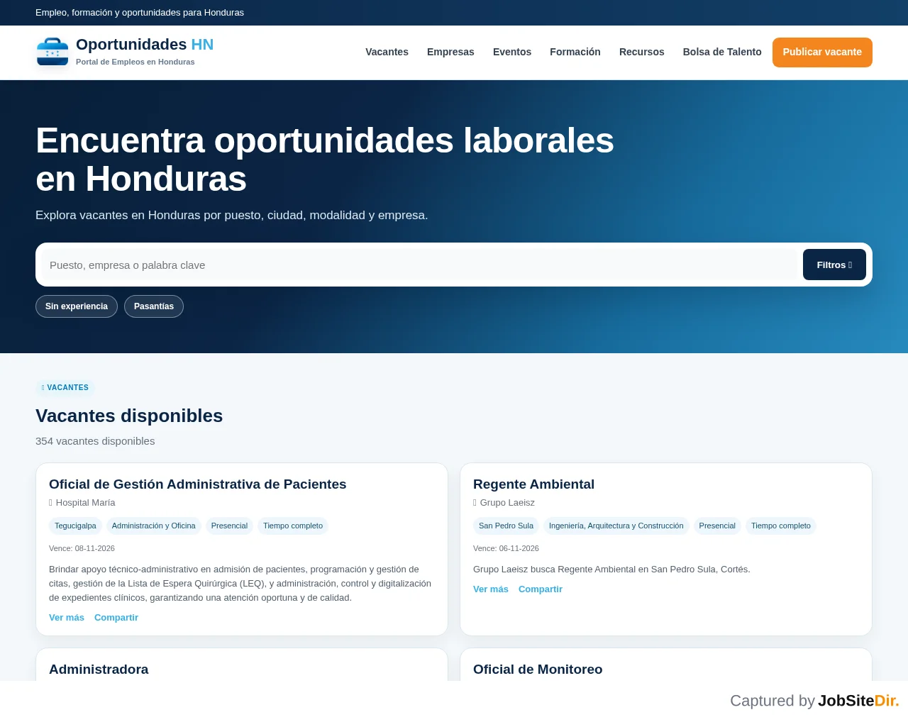 Oportunidades HN website screenshot