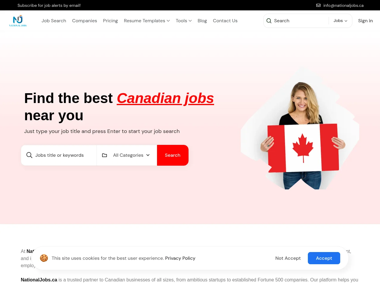 National Jobs website screenshot
