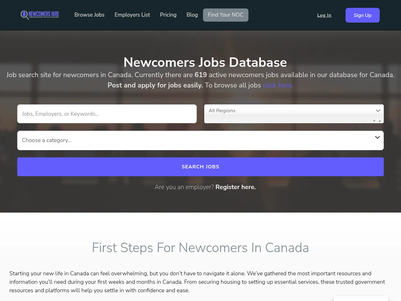 Newcomers Hire screenshot Newcomers Hire website screenshot