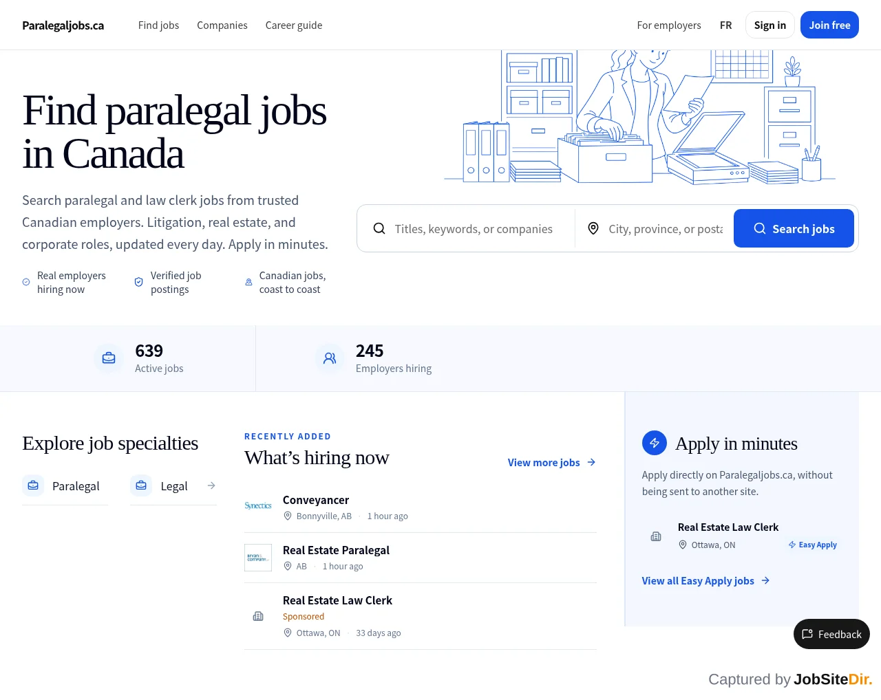 Paralegaljobs website screenshot