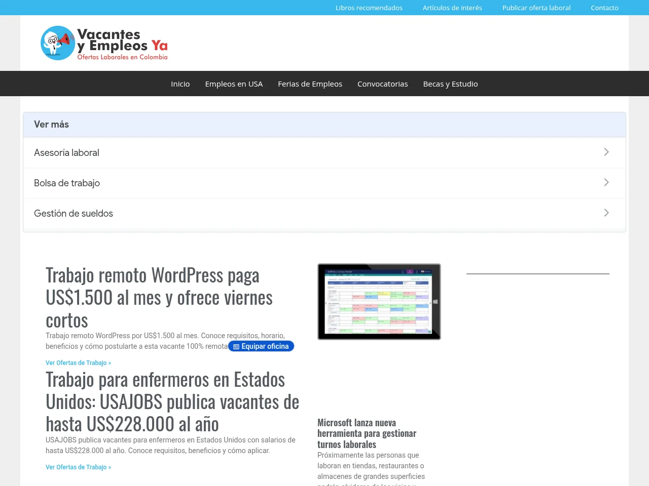 Vacantes y Empleos Ya website screenshot
