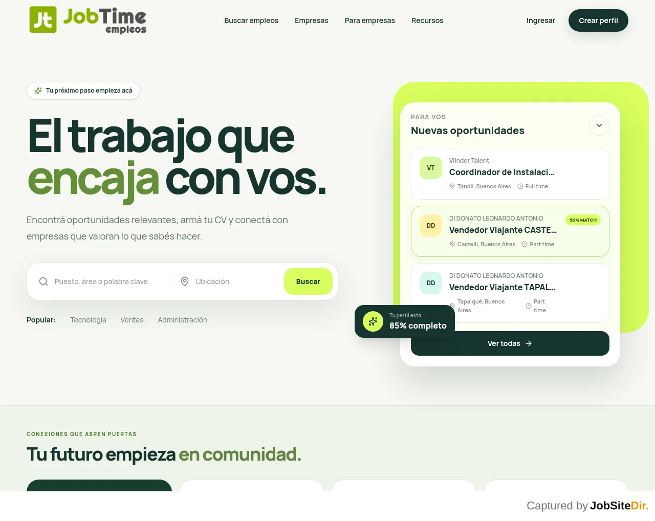 Jobtime website screenshot