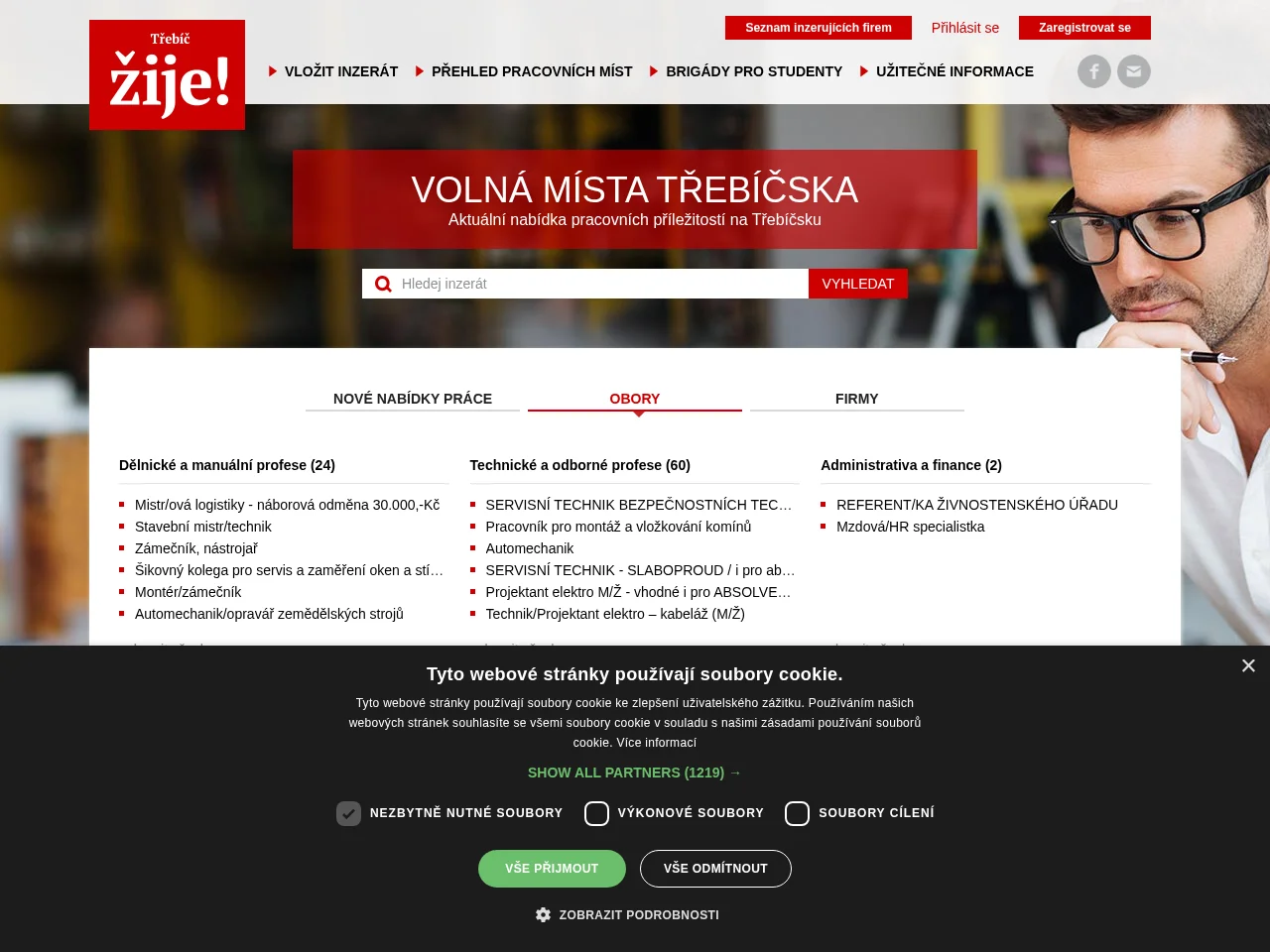 Volná místa Třebíč screenshot Volná místa Třebíč website screenshot
