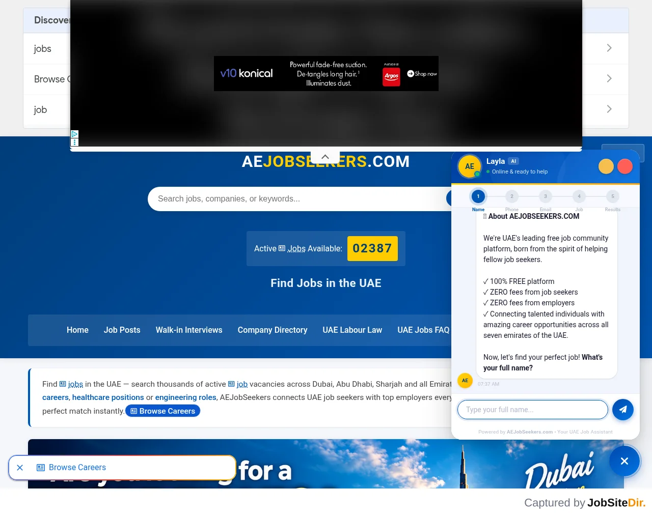 AEJobSeekers website screenshot