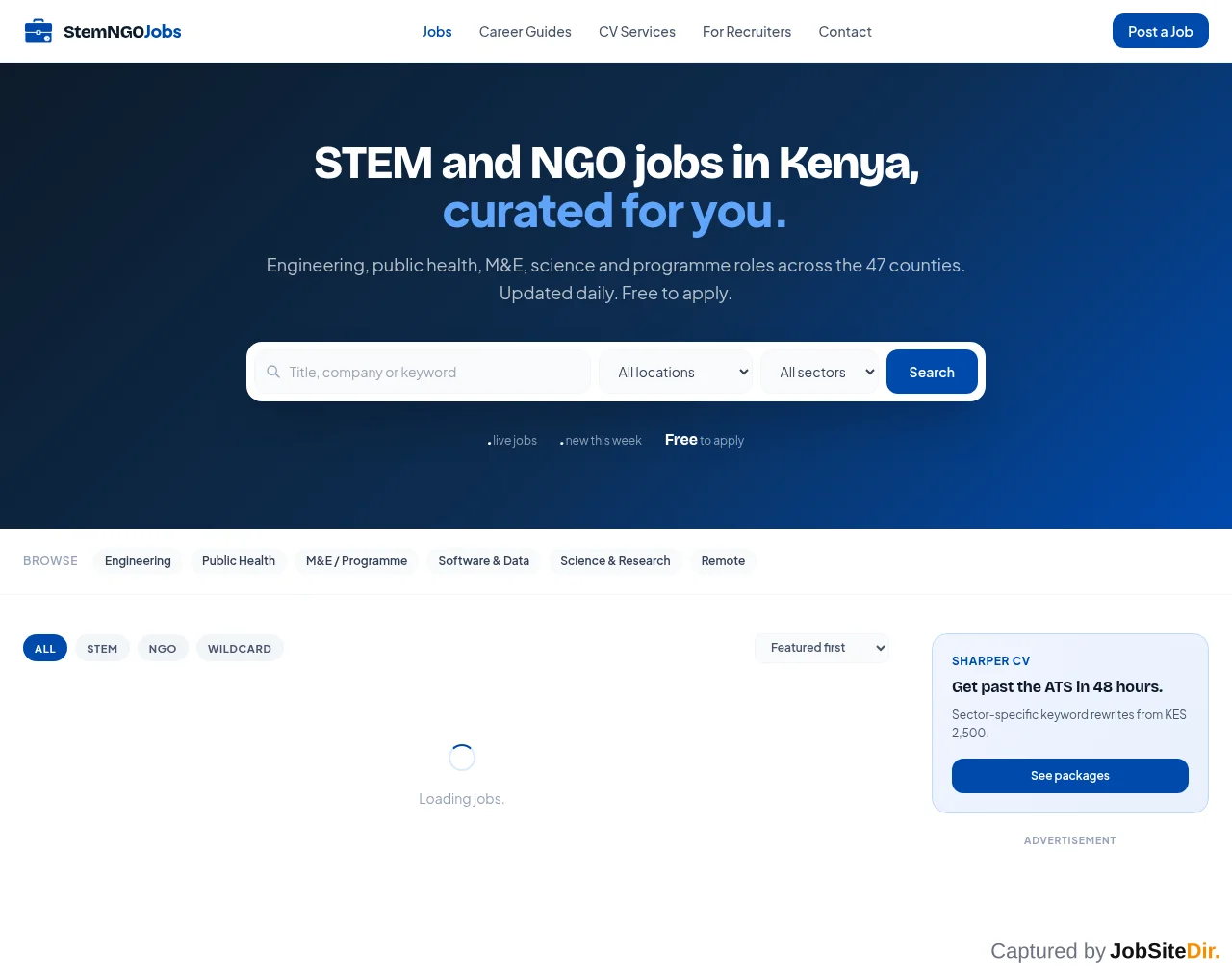 STEMNGO Jobs screenshot STEMNGO Jobs website screenshot
