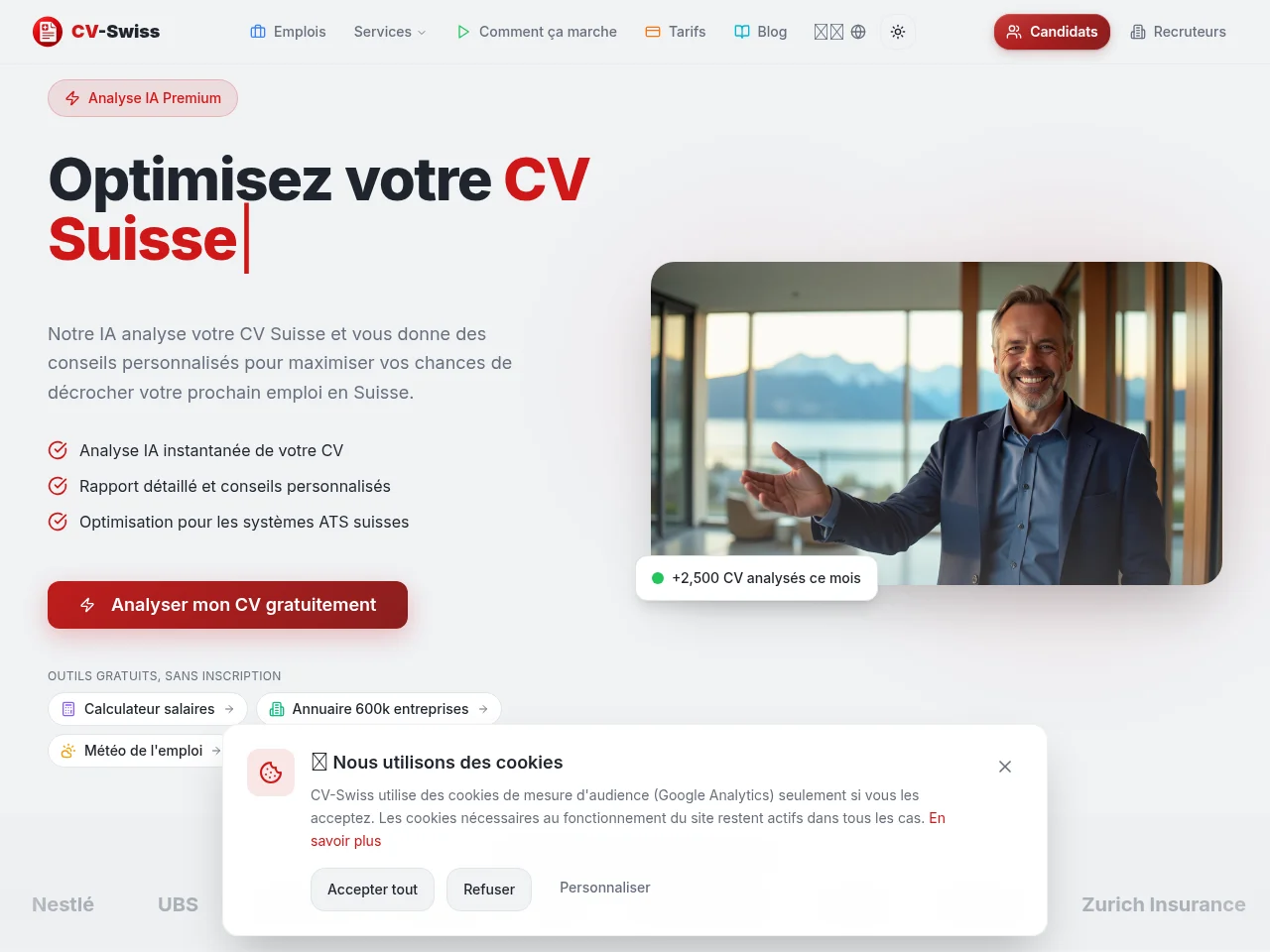 CV-Swiss website screenshot