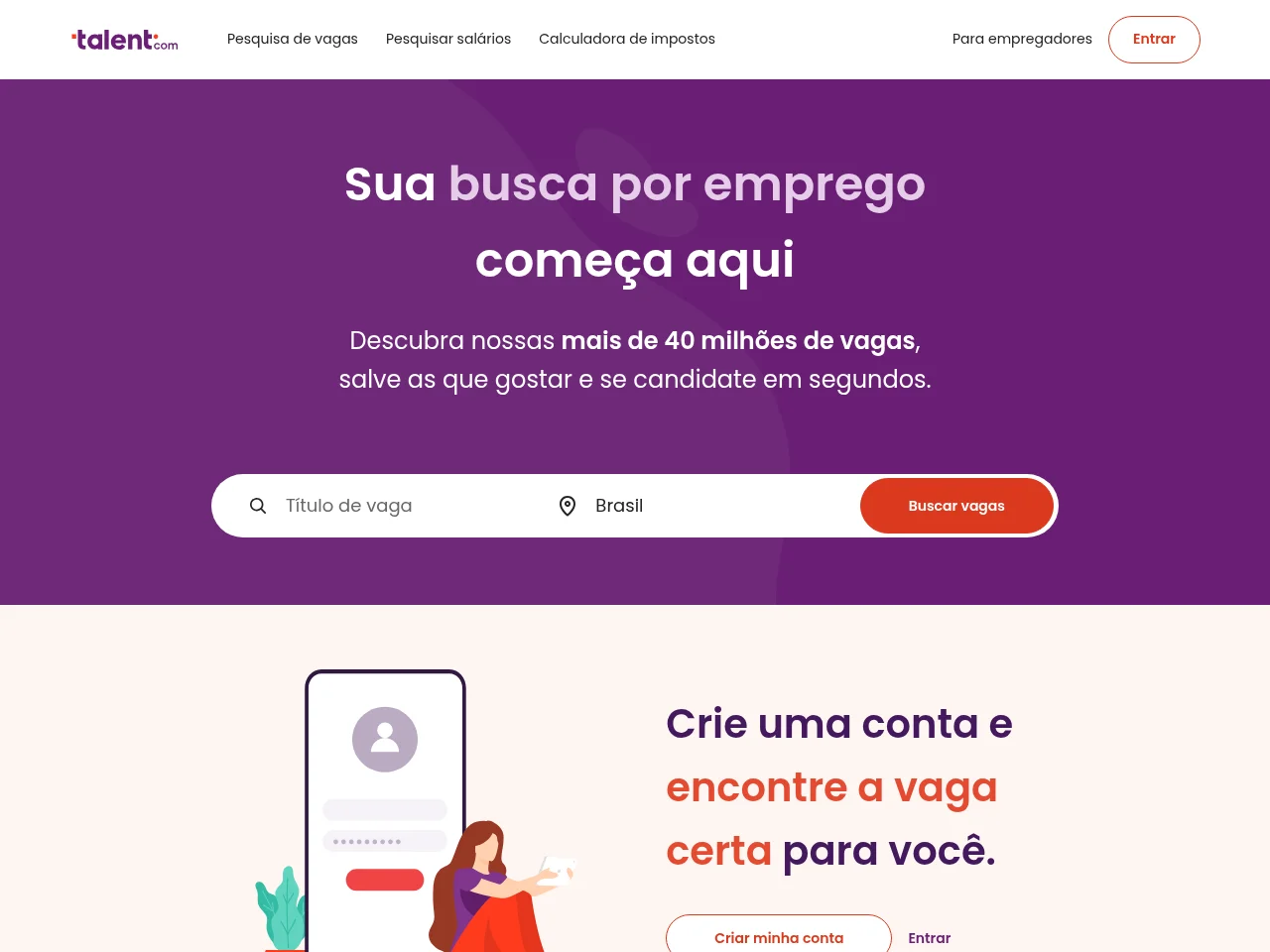 Talent website screenshot