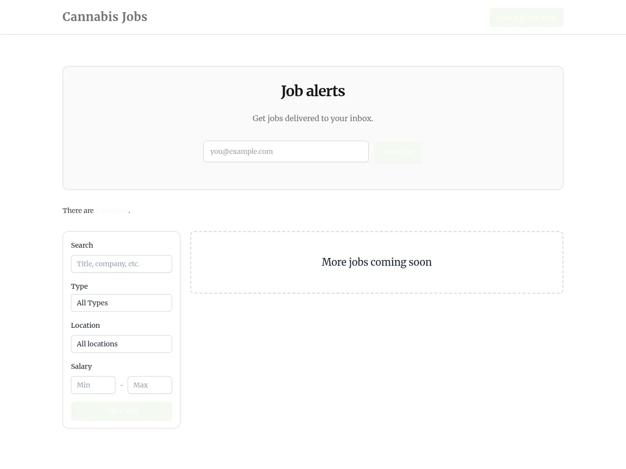 Cannabis Jobs website screenshot