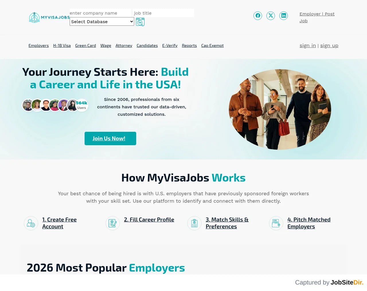 MyVisaJobs website screenshot